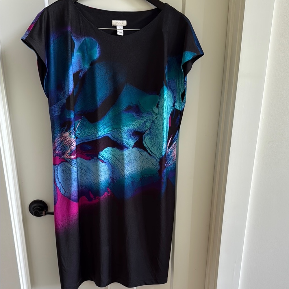 Chicos Vibrant Floral Watercolor Dress